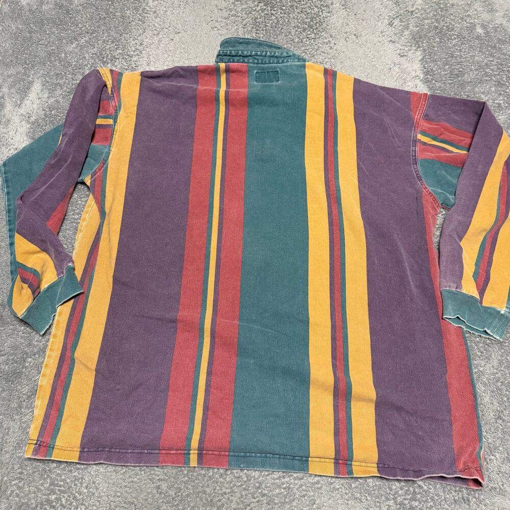 Weekends Vtg 1990s Mens XXL Striped Denim Pullover Collared Shirt Long Sleeve - Picture 3 of 7